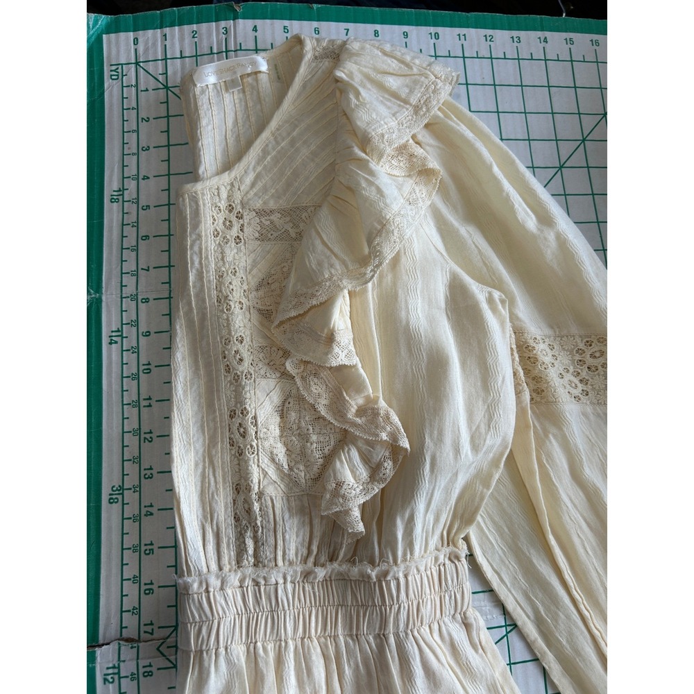LoveShackFancy added Medium Cream Crochet Lace Ruffle Waist Cotton Magnolia Chic - Picture 6 of 14